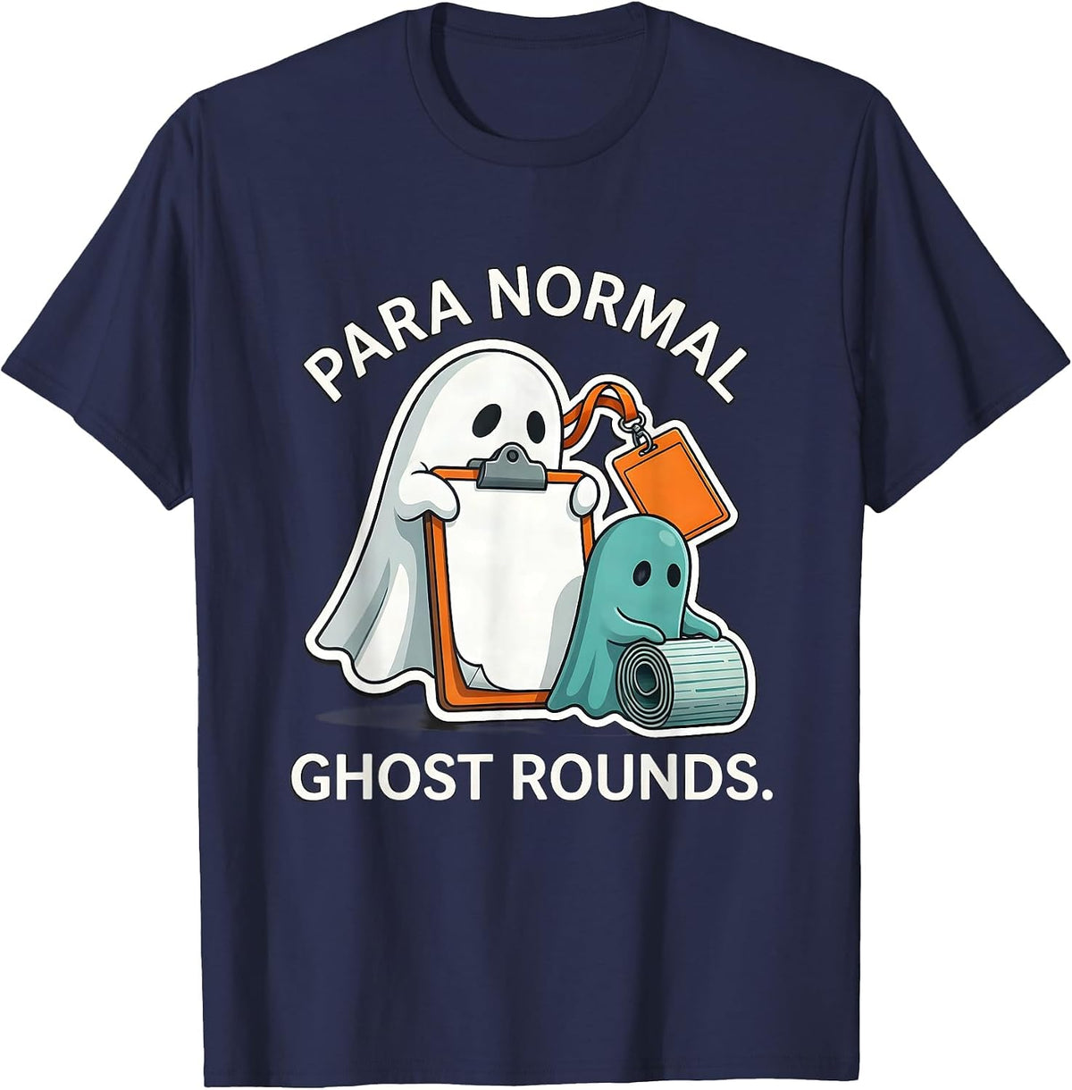 Men's Para Normal Ghost Rounds Sped Para Teacher Halloween T-Shirt - Navy Blue