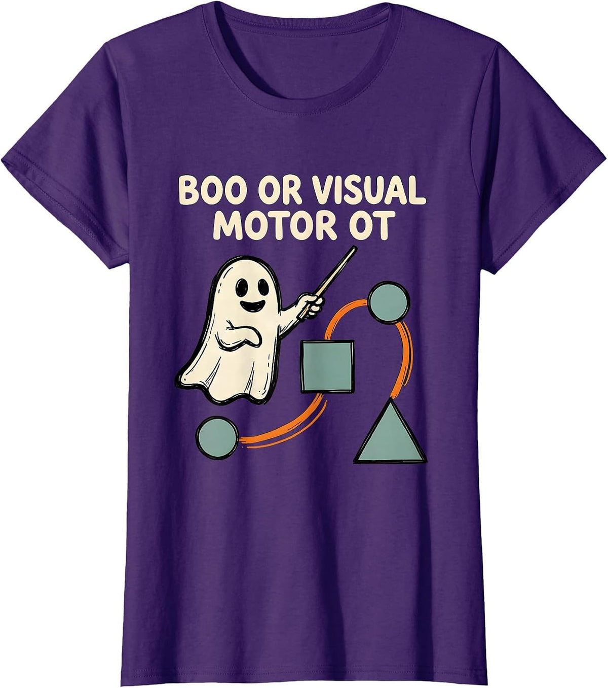 Women's Boo Or Visual Motor OT Funny Occupational Therapy Halloween T-Shirt - Purple