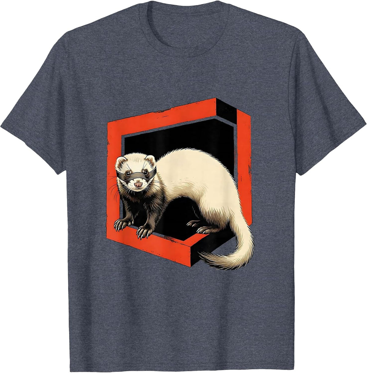 Ferret Stencil Graphic Funny Ferret Lover Gift T-Shirt - Heather Blue