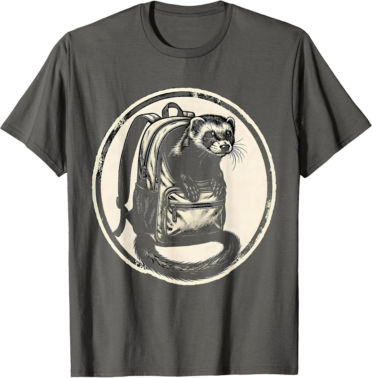 Men's Sealed Ferret Backpack Badge Funny Ferret Lover Christmas T-Shirt - Asphalt Grey