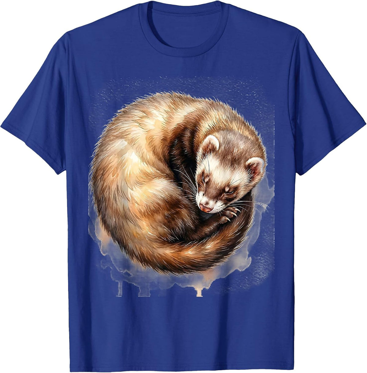 Men's Ferret Curl Watercolor Cute Ferret Lover Gift T-Shirt - Royal Blue