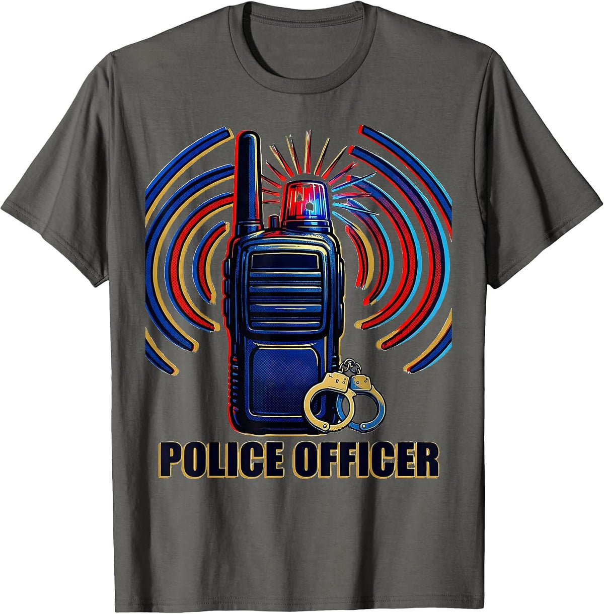 Police Officer Pop Art Halloween Costume Kids Future Cop T-Shirt - Asphalt Grey