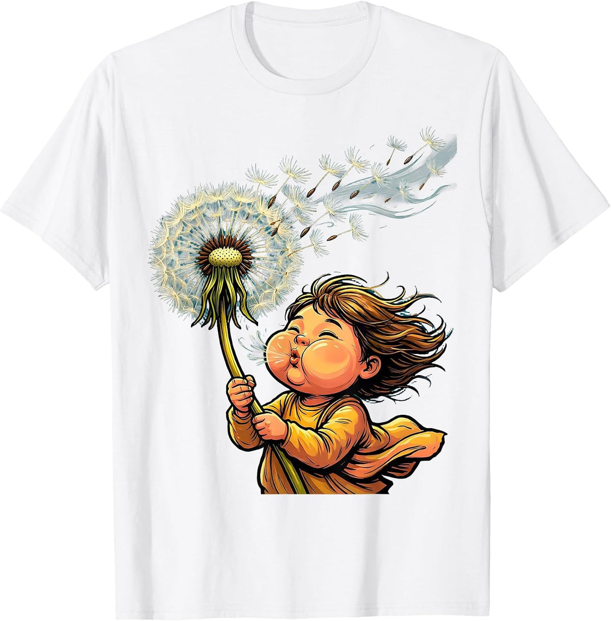 Men's Down Syndrome Awareness Dandelion Child Design T-Shirt - White