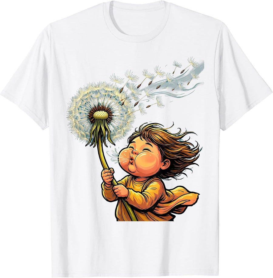 Men's Down Syndrome Awareness Dandelion Child Design T-Shirt - White
