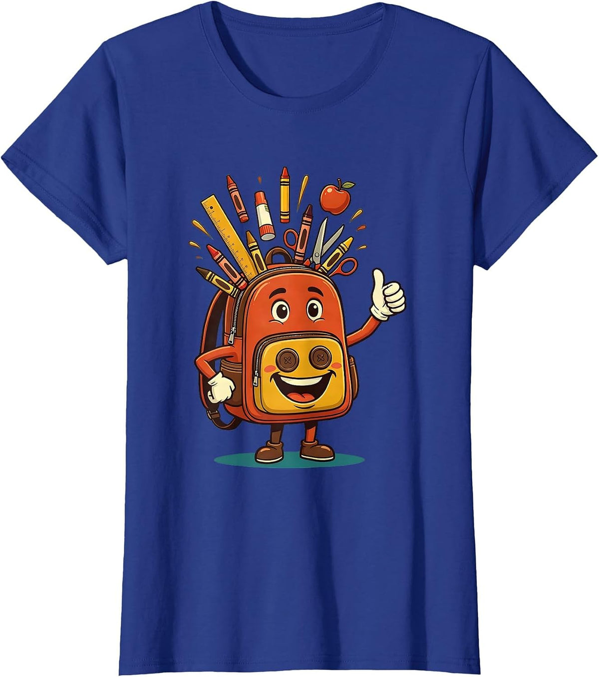 Women's Preschool Teacher Overflowing Backpack Graphic T-Shirt - Royal Blue