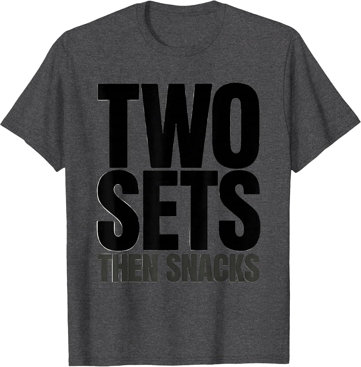 Men's Two Sets Then Snacks Funny Guinea Pig Weightlifting Gym Meme T-Shirt - Dark Heather Grey