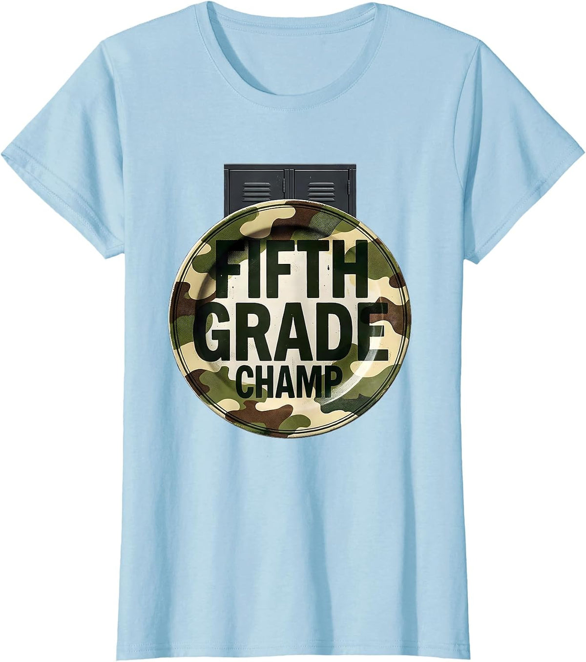 Fifth Grade Champ Camo Back To School Boys Teachers T-Shirt - Baby Blue