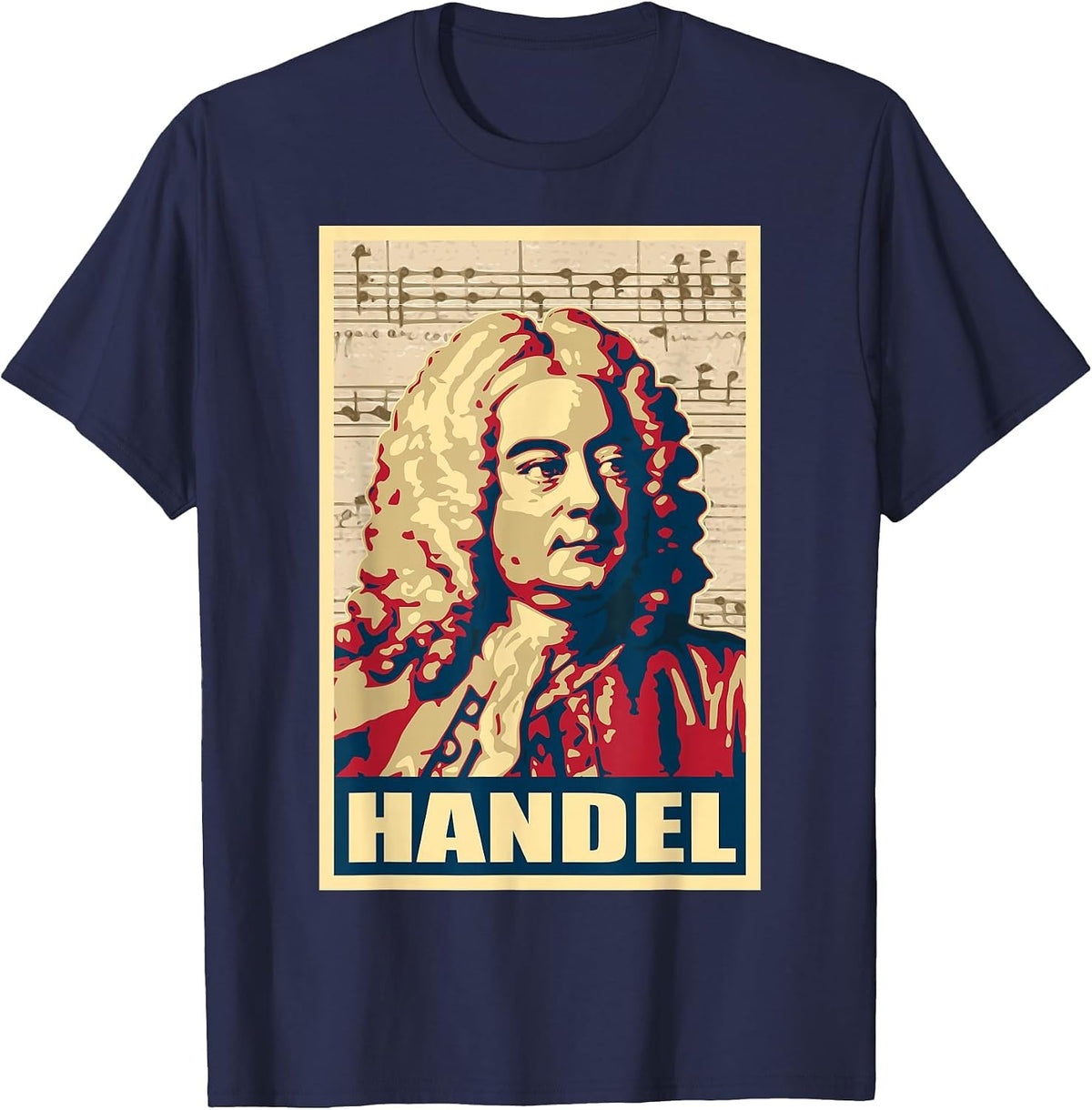 George Frideric Handel Classical Music Composer T-Shirt - Navy Blue