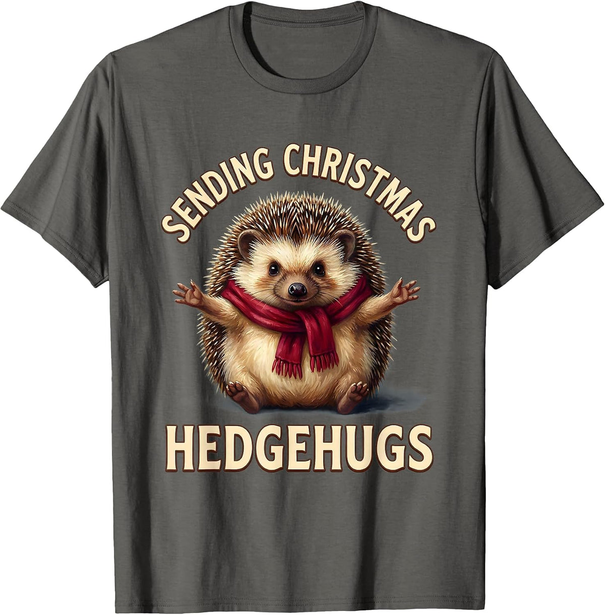 Sending Christmas Hedgehugs Cute Hedgehog Animal Lover T-Shirt - Asphalt Grey