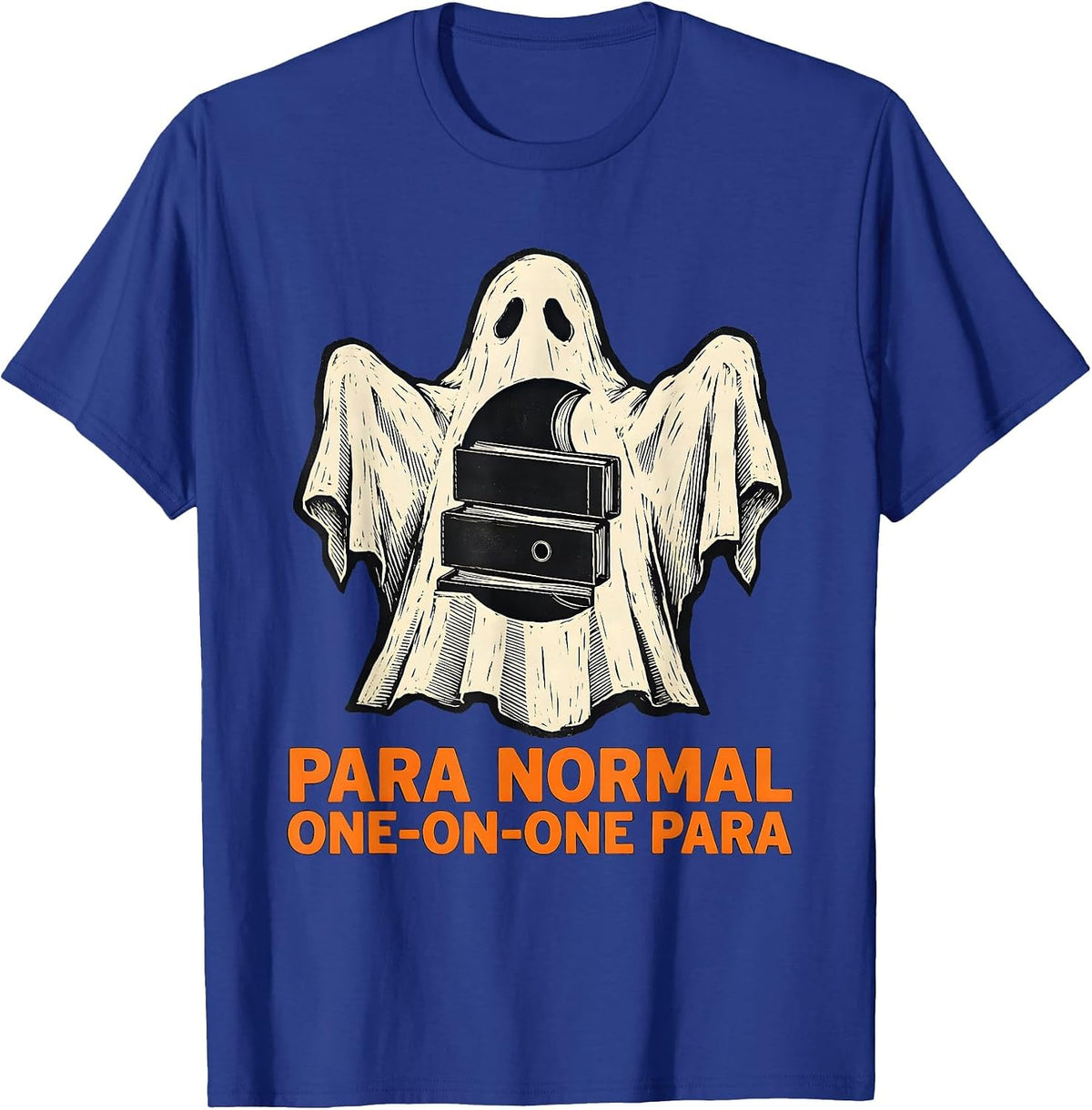 Men's Para Normal One-on-One Para Ghost Linocut Sped Teacher T-Shirt - Royal Blue