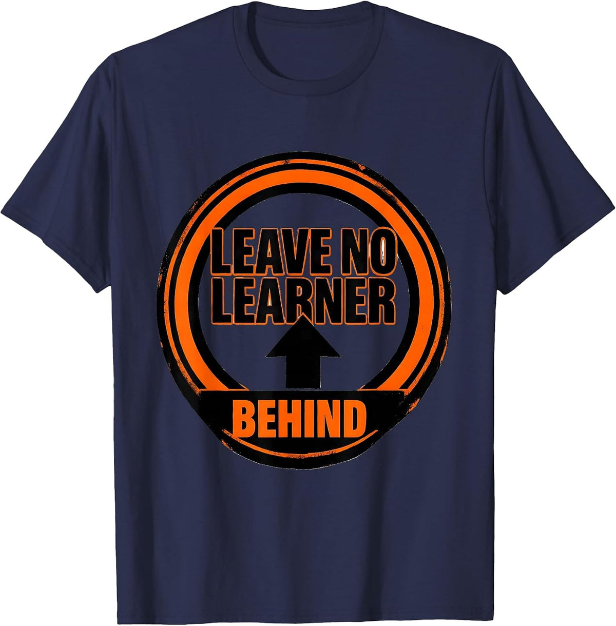 Leave No Learner Behind Special Education Design T-Shirt - Navy Blue