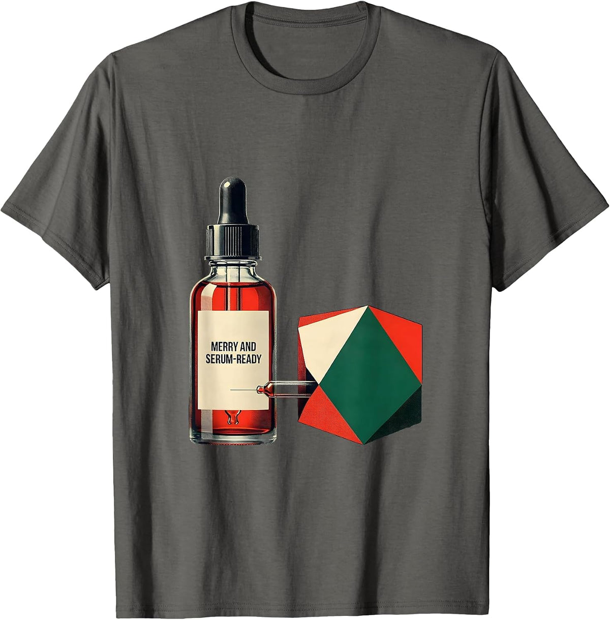 Men's Merry And Serum-Ready Geometric Esthetician Dermatology T-Shirt - Asphalt Grey