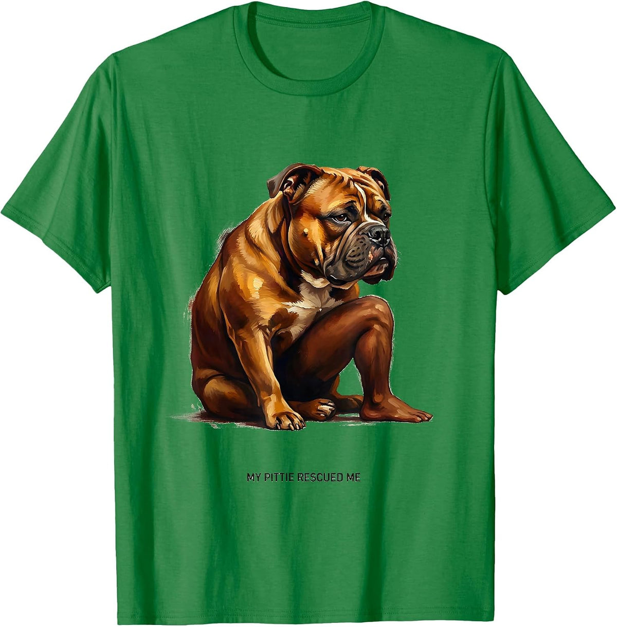 Men's My Pittie Rescued Me Funny Pitbull Dog Lover Gift T-Shirt - Kelly Green