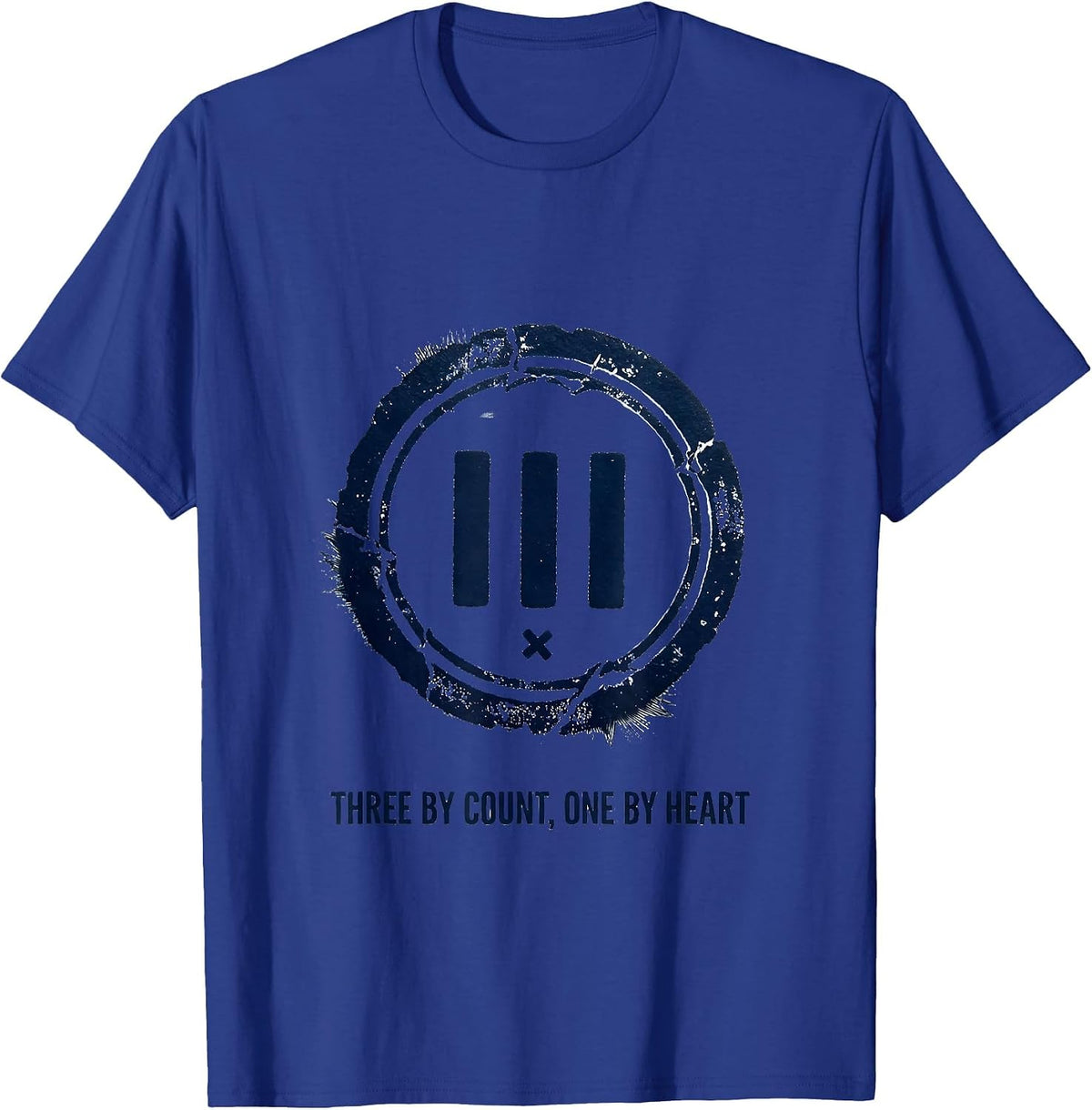 Three By Count One By Heart Down Syndrome Awareness Support T-Shirt - Royal Blue