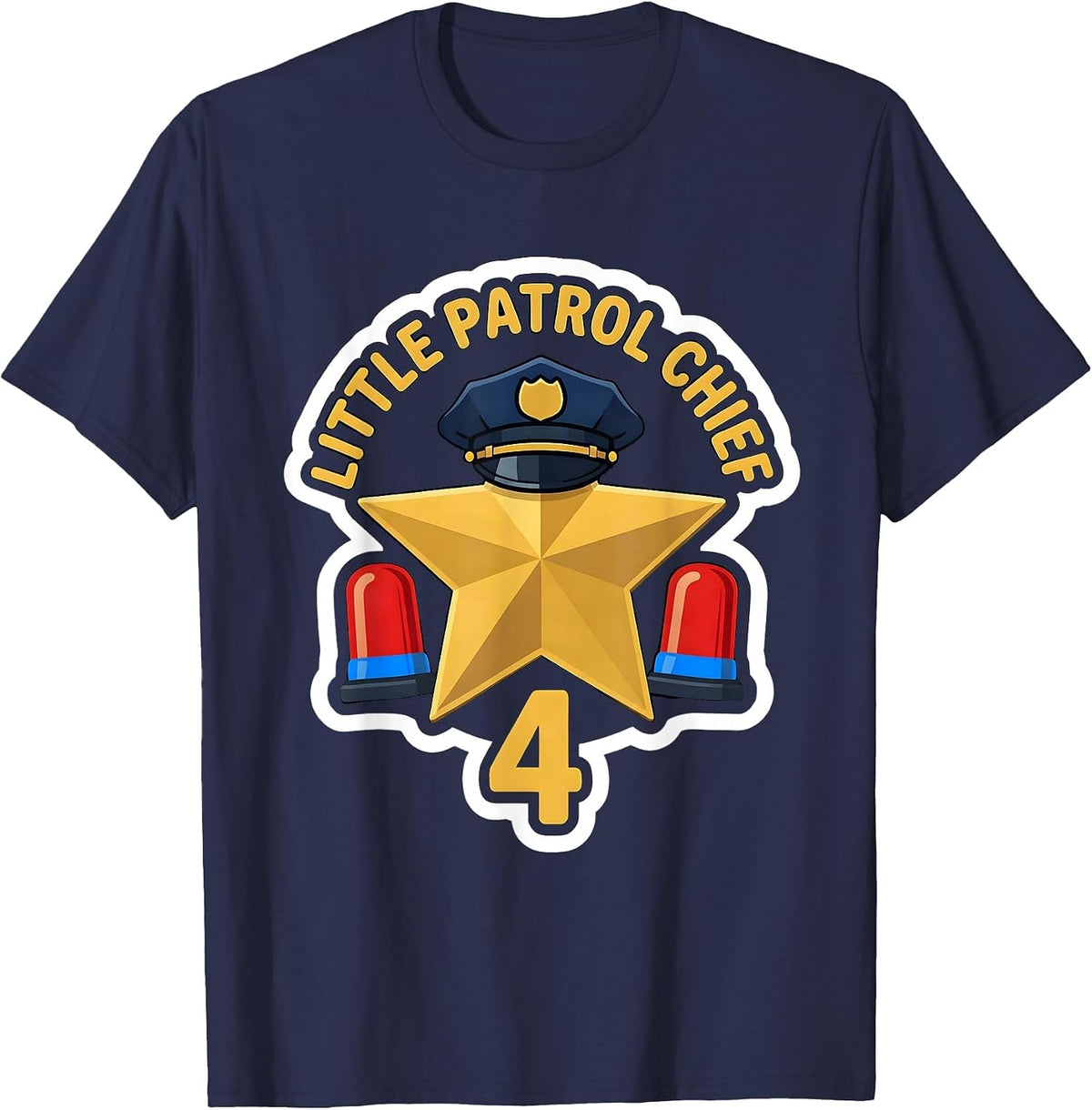 Little Patrol Chief Age 4 Kids Future Police Officer T-Shirt - Navy Blue