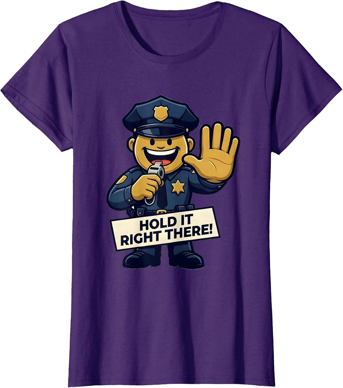 Women's Hold It Right There! Police Officer Halloween Costume T-Shirt - Purple