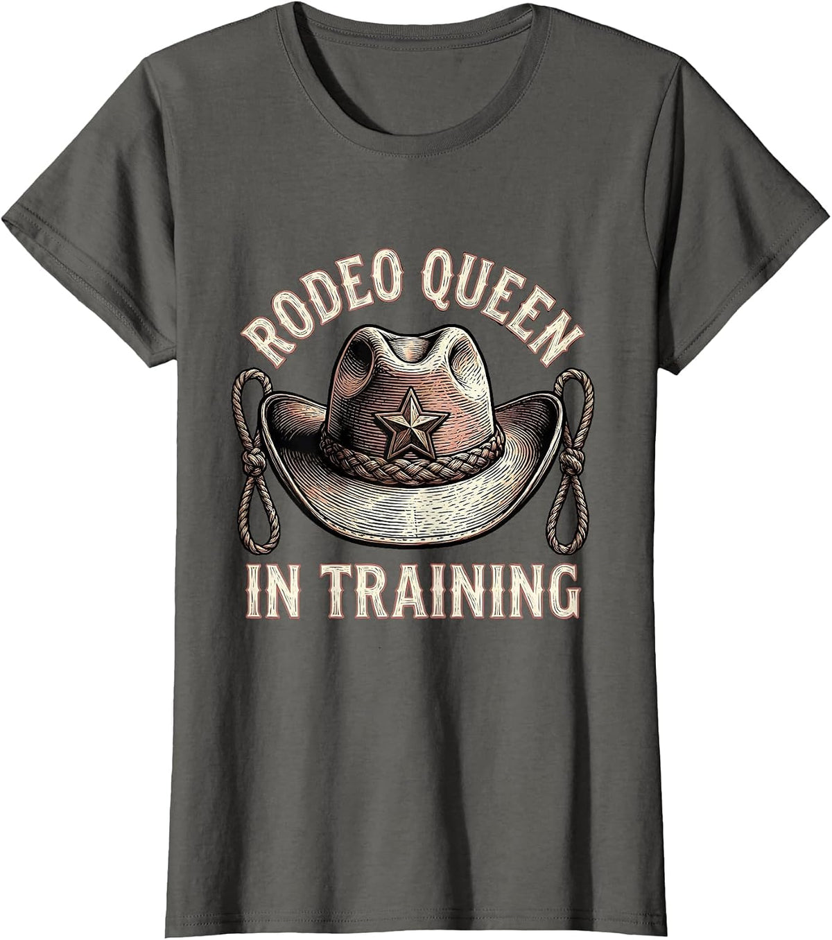 Women's Rodeo Queen In Training Girls Cowgirl Design T-Shirt - Asphalt Grey