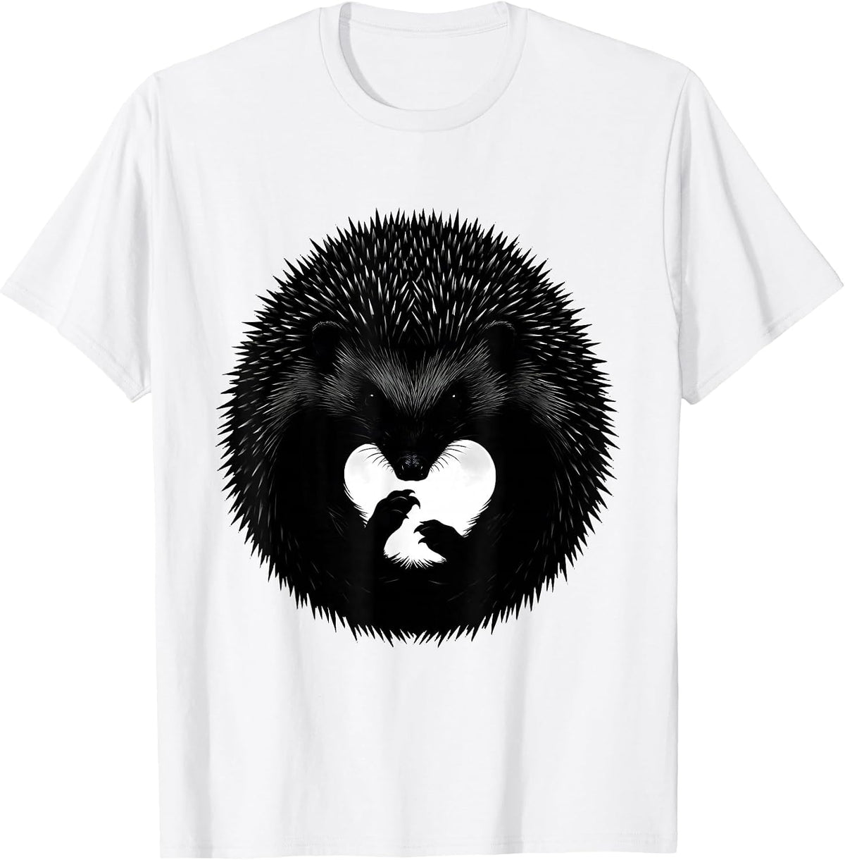 Men's Curled Hedgehog Cute Humor Animal Lover Gift T-Shirt - White