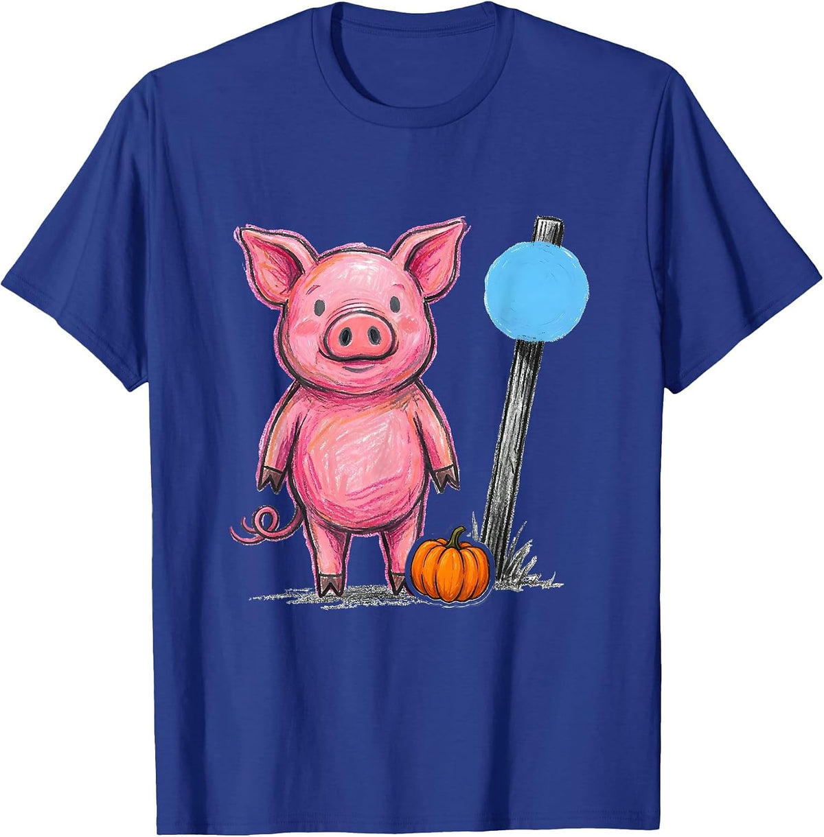 Wobbly Pig Naive Kidcore Halloween Costume Humor T-Shirt - Royal Blue