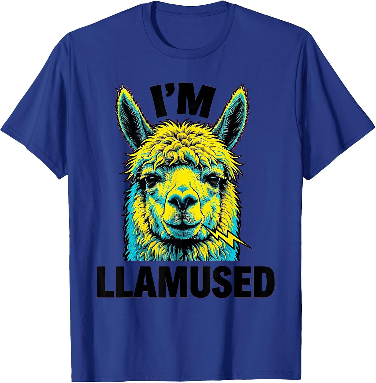 Men's I'm Llamused Pop Art Alpaca Pun Funny Novelty T-Shirt - Royal Blue