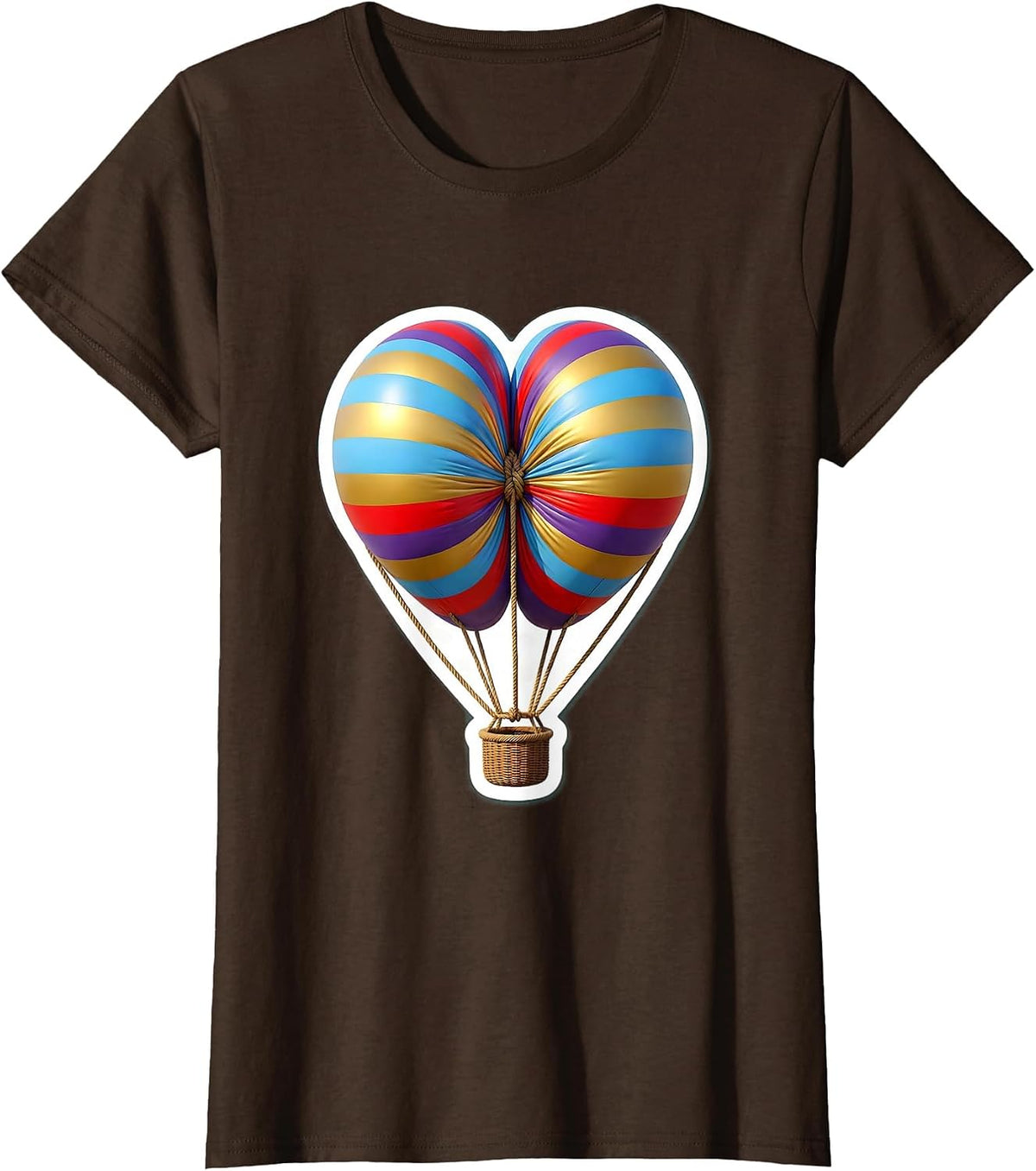 Women's Down Syndrome Awareness Hot Air Balloon Chromosome T-Shirt - Brown