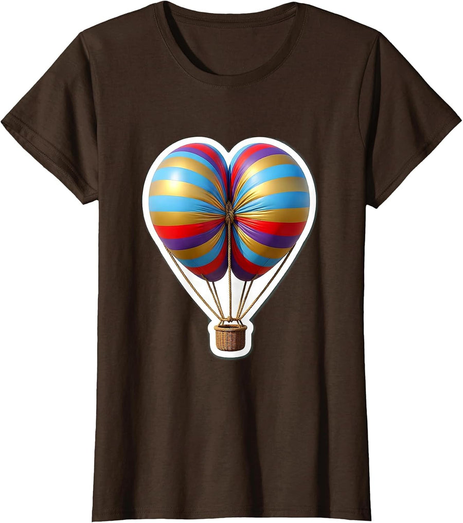 Women's Down Syndrome Awareness Hot Air Balloon Chromosome T-Shirt - Brown