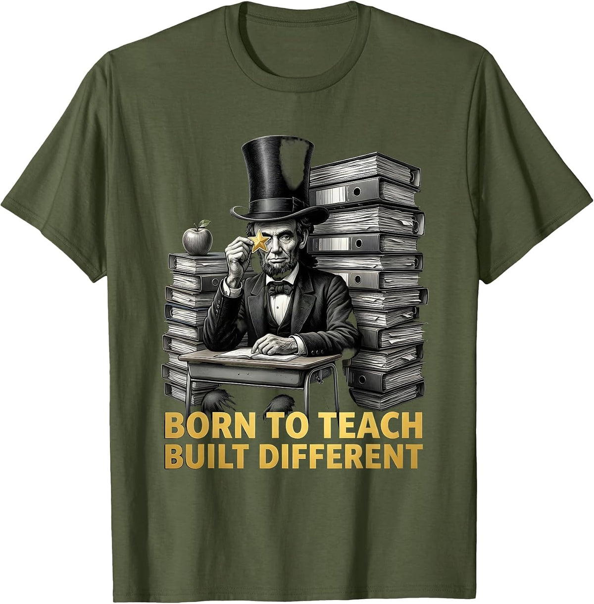 Men's Born to Teach Built Different Sped Teacher Design T-Shirt - Olive Green