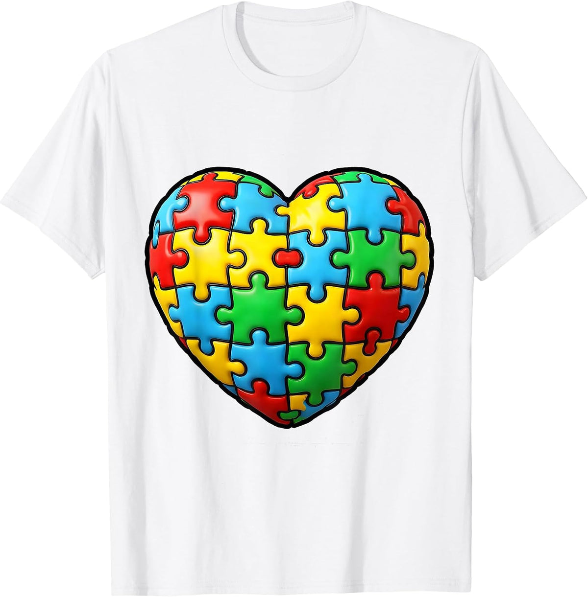Men's Sped Teacher Puzzle Piece Heart Graphic T-Shirt - White