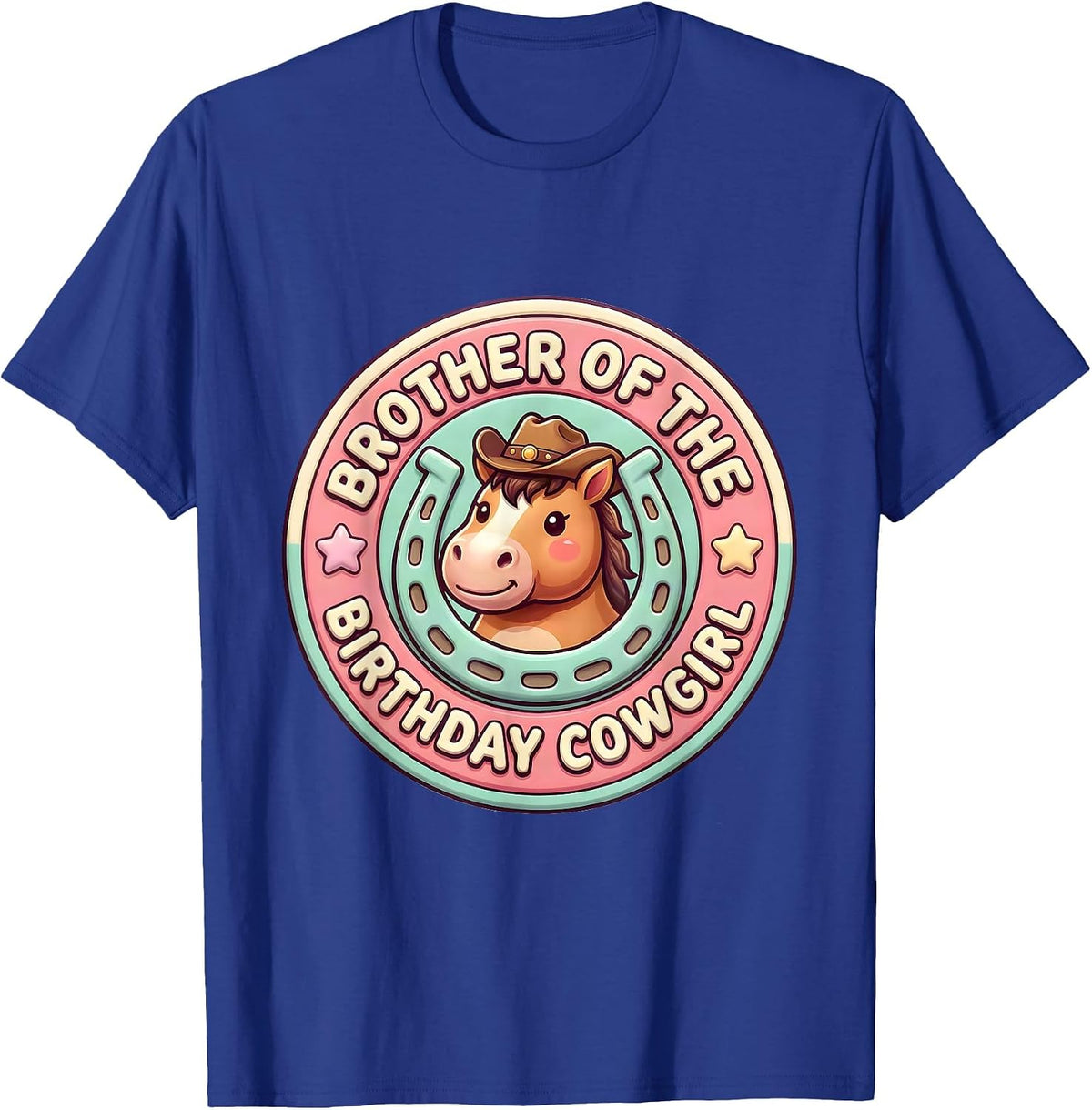 Brother Of The Birthday Cowgirl Cute Kawaii Western Rodeo T-Shirt - Royal Blue