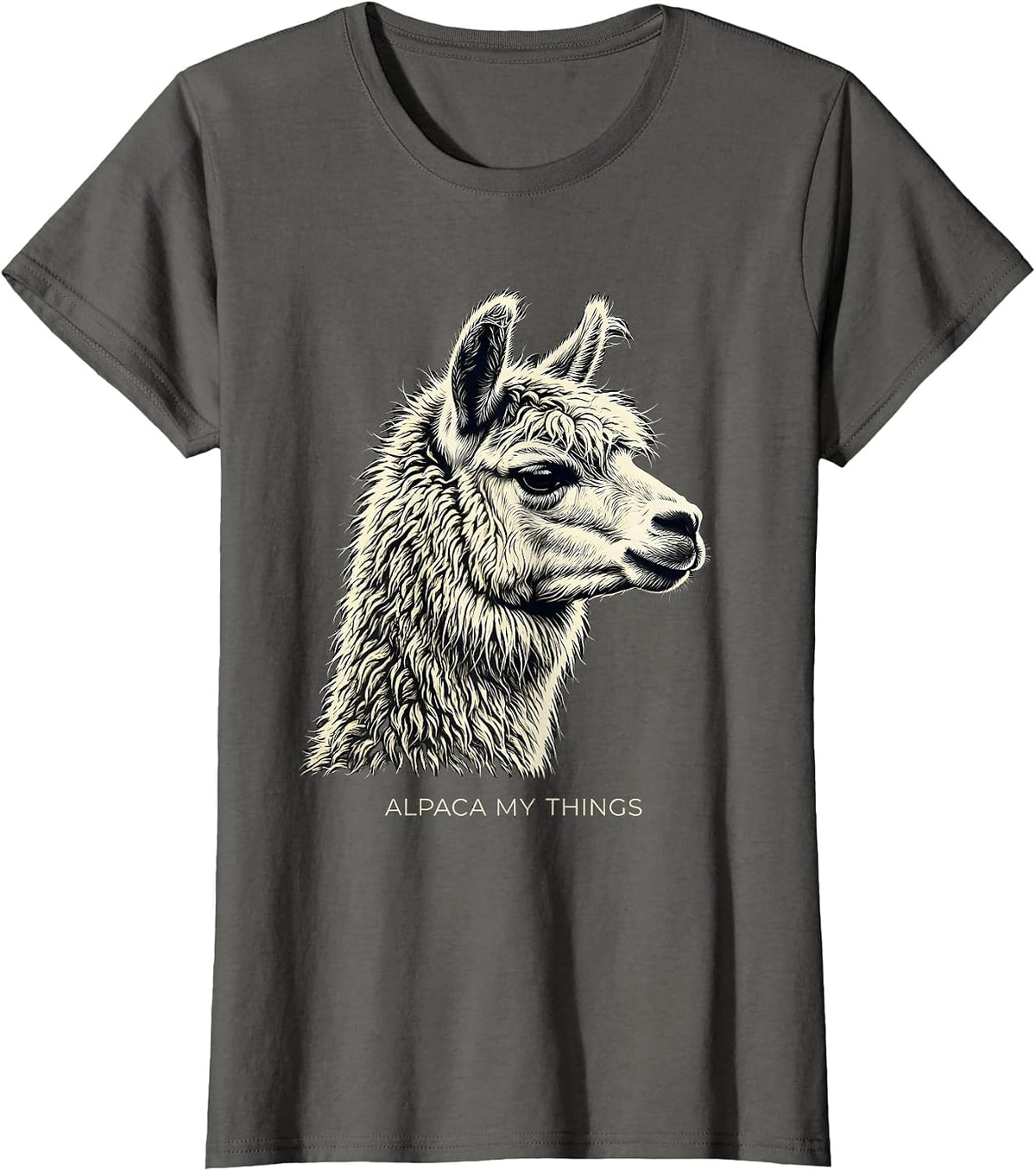 Women's Alpaca My Things Funny Alpaca Lover Casual Humor T-Shirt - Asphalt Grey