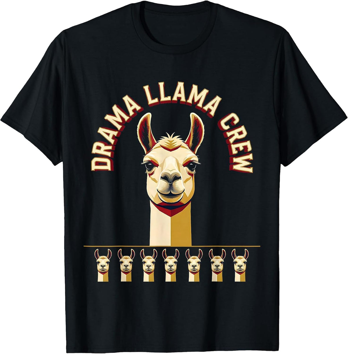 Men's Drama Llama Crew Funny Llama Lover Novelty Gift T-Shirt - Black