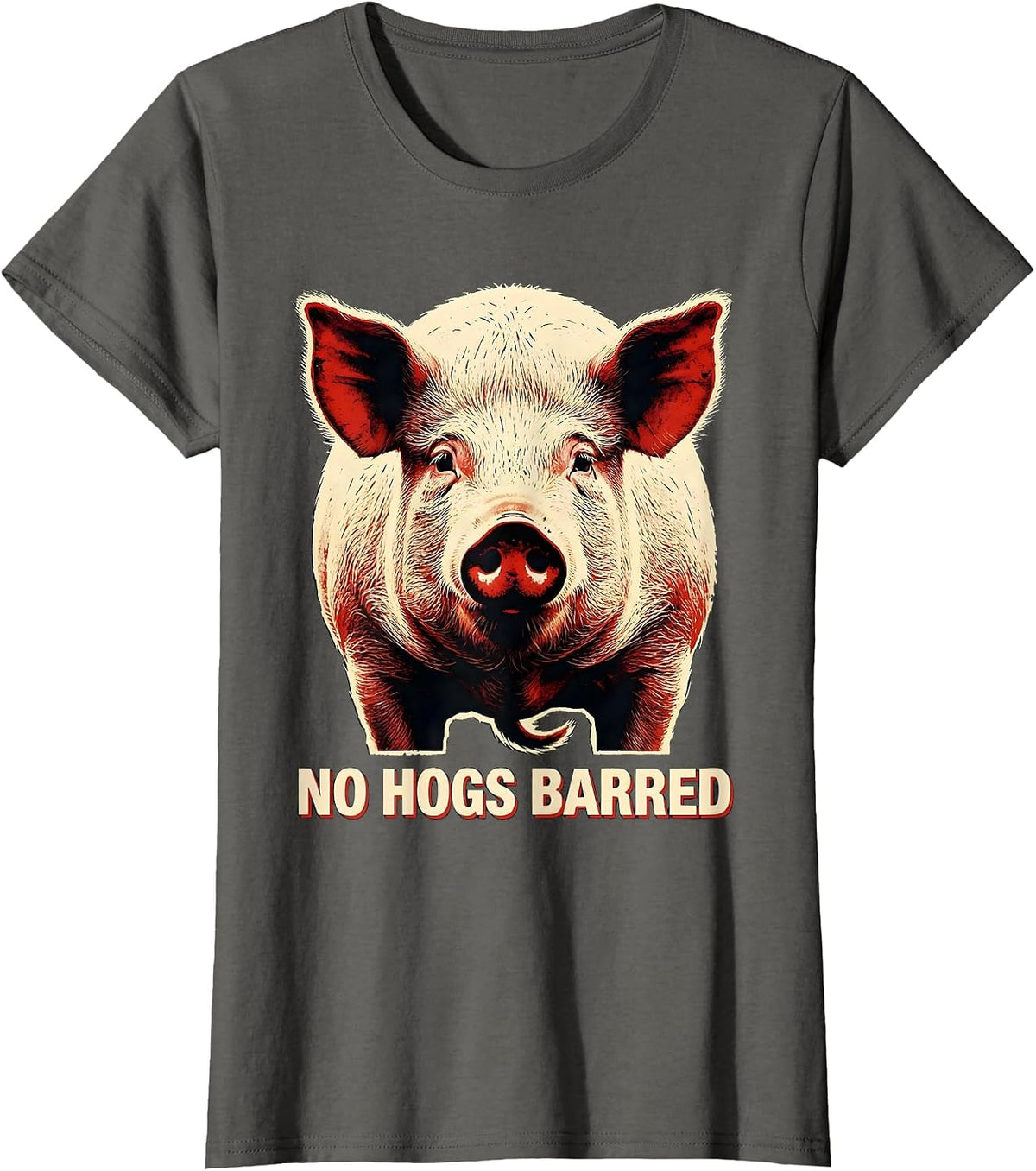Women's No Hogs Barred Funny Pig Farm Animal Lover Novelty T-Shirt - Asphalt Grey