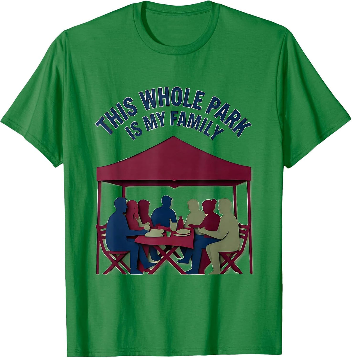 Men's This Whole Park Is My Family Paper-Cutout Family Reunion T-Shirt - Kelly Green