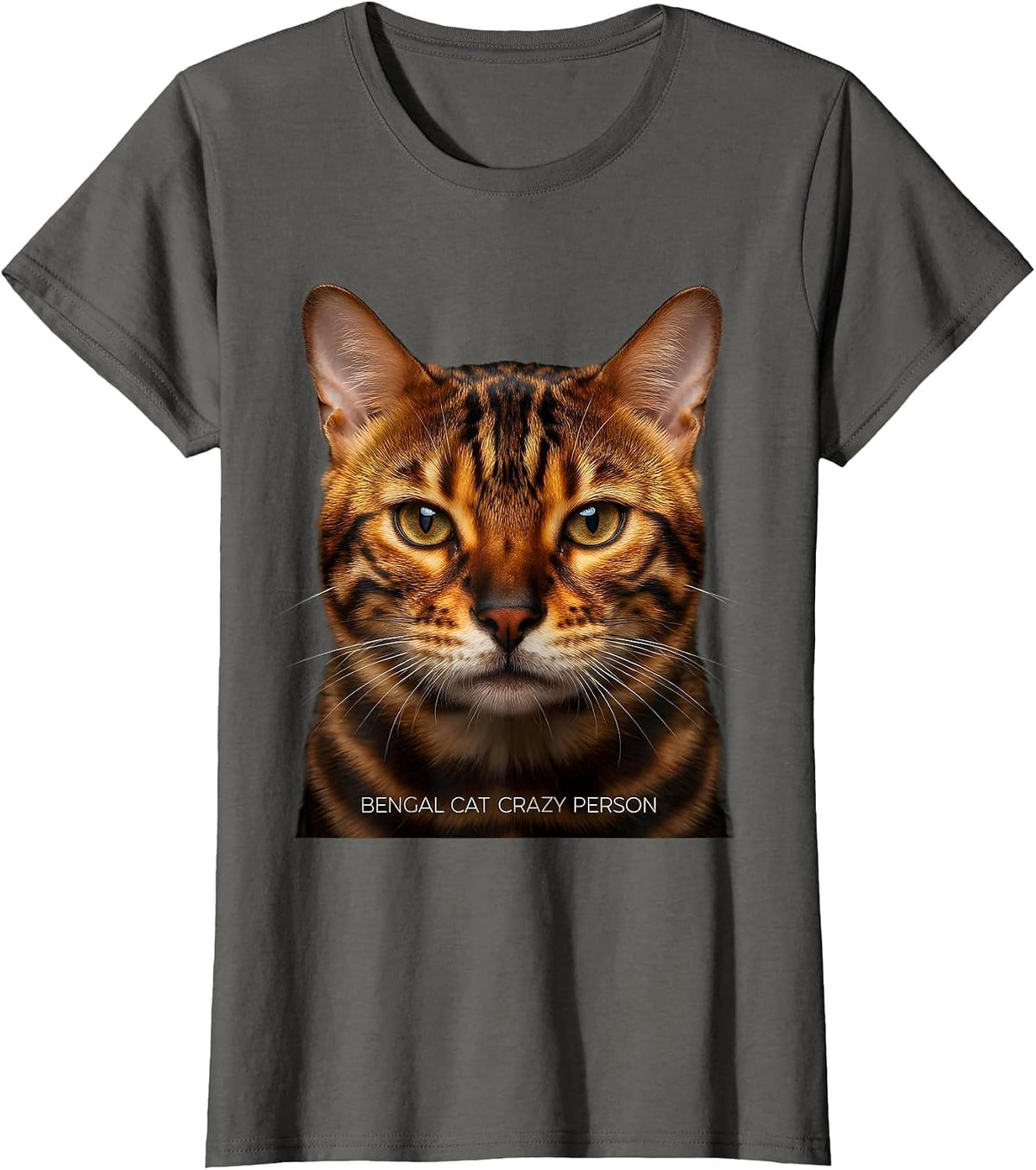 Women's Bengal Cat Crazy Person Funny Cat Lover Design T-Shirt - Asphalt Grey