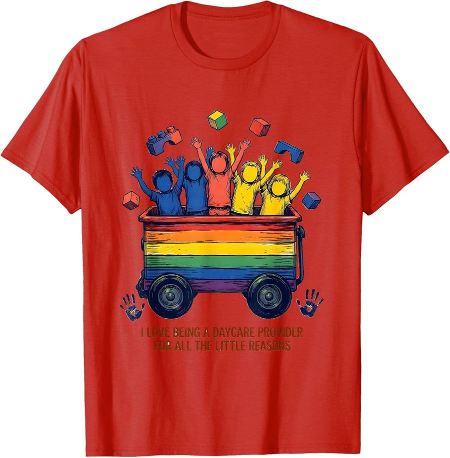 Men's I Love Being A Daycare Provider For All The Little Reasons T-Shirt - Red
