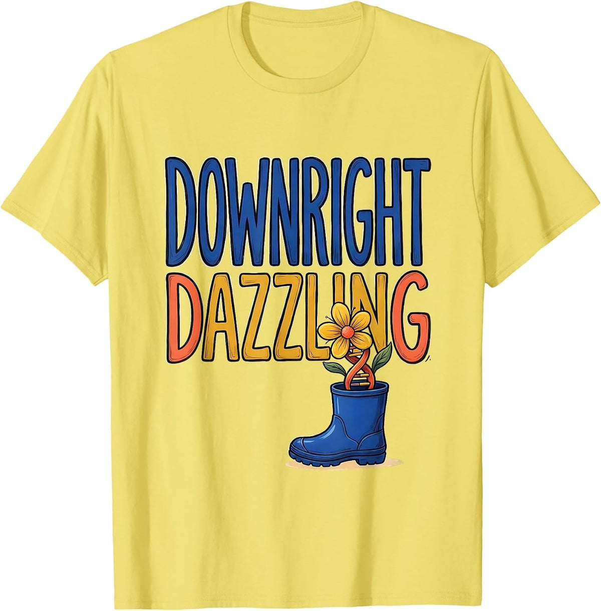 Men's Downright Dazzling Whimsical Down Syndrome Awareness Support T-Shirt - Lemon Yellow