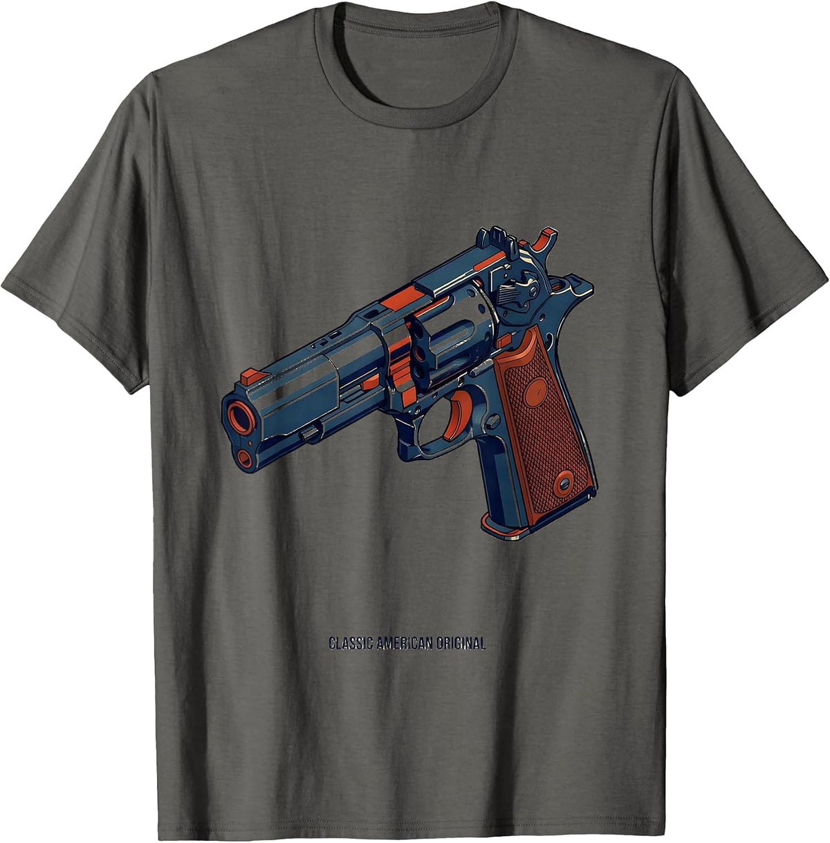 Classic American Original USA Patriotic Design T-Shirt - Asphalt Grey