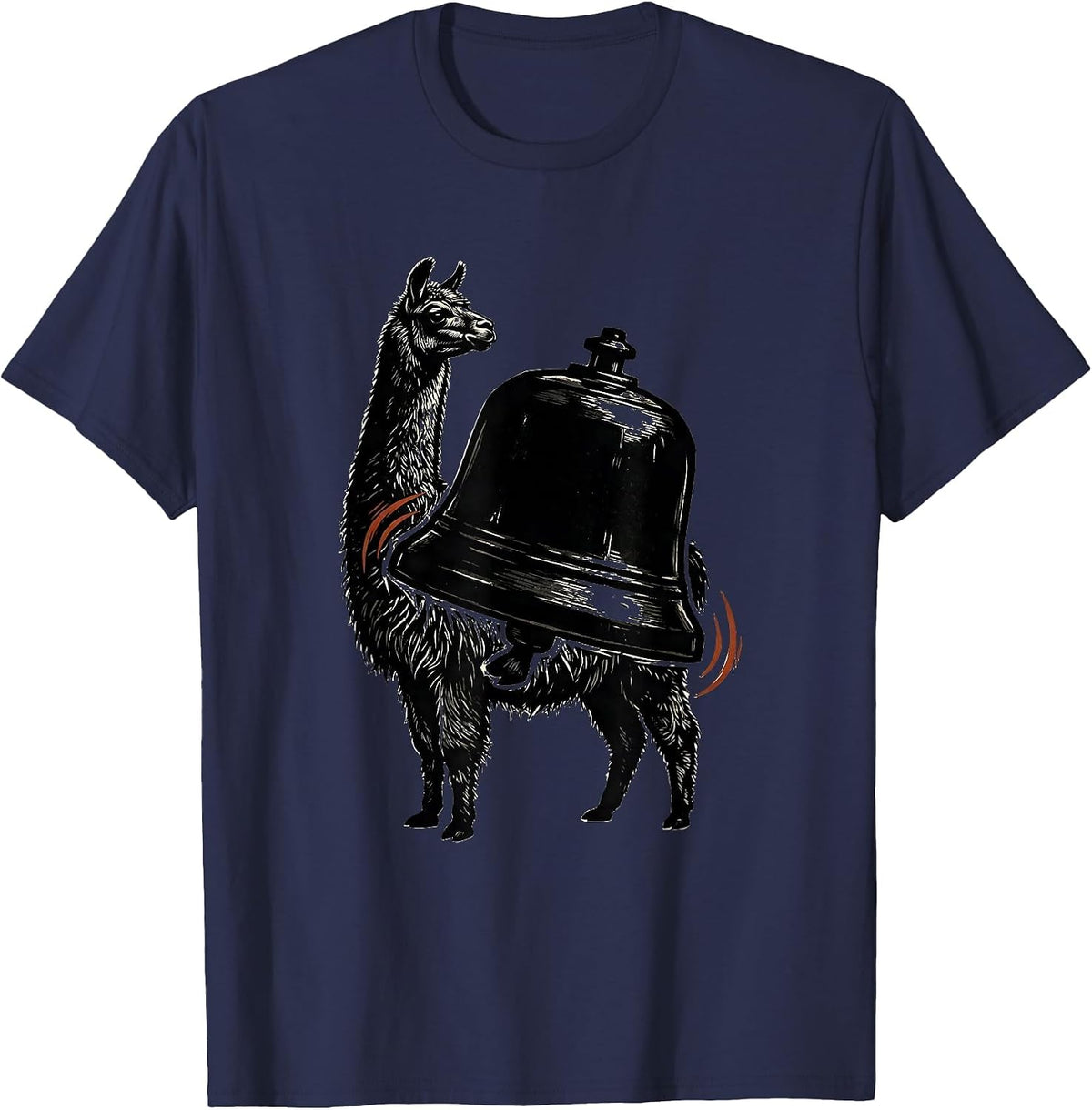 Llama Alarm Bell Funny Alpaca Novelty Humor T-Shirt - Navy Blue