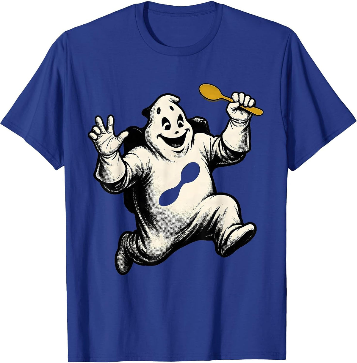 Men's Retro Cartoon Ghost Sped Para Teacher Halloween T-Shirt - Royal Blue