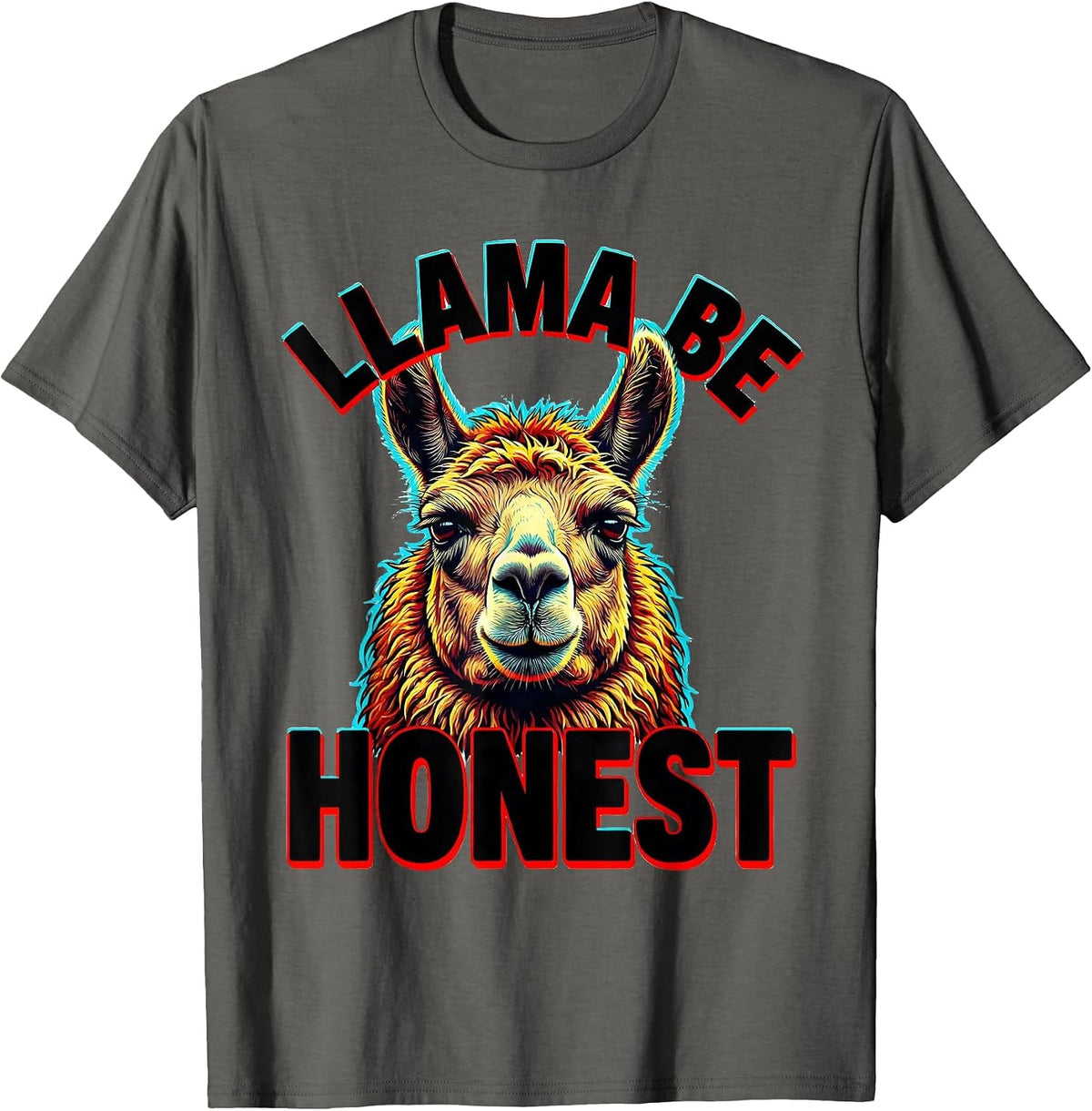 Men's Llama Be Honest Funny Llama Alpaca Novelty Humor T-Shirt - Asphalt Grey