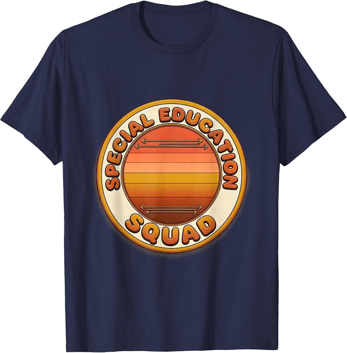Special Education Squad Retro 70s Teacher Appreciation T-Shirt - Navy Blue