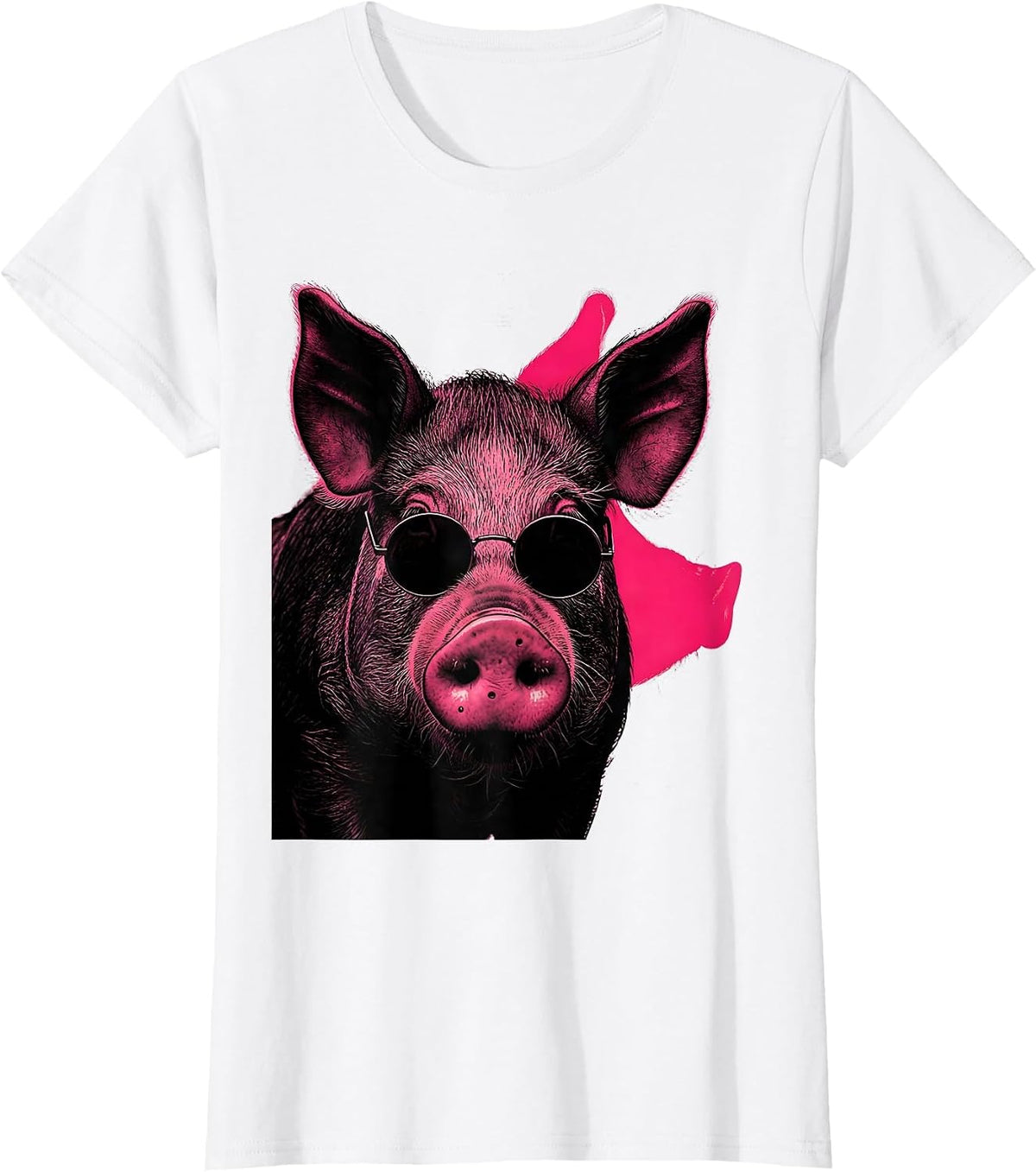 Oversized Pig Head Funny Farm Animal Lover Humor T-Shirt - White