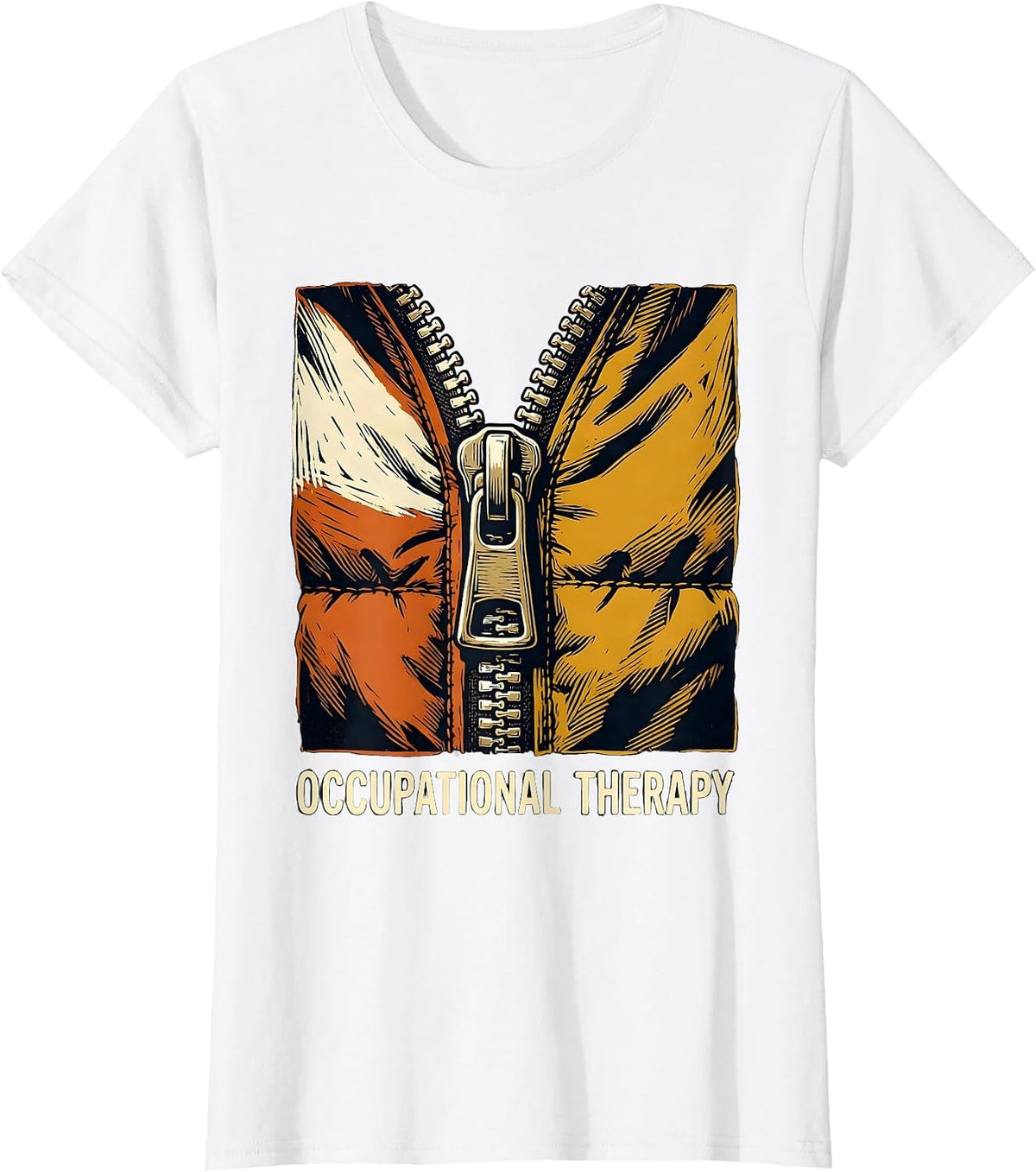 Women's Occupational Therapy Retro Linocut OT Month Gift T-Shirt - White