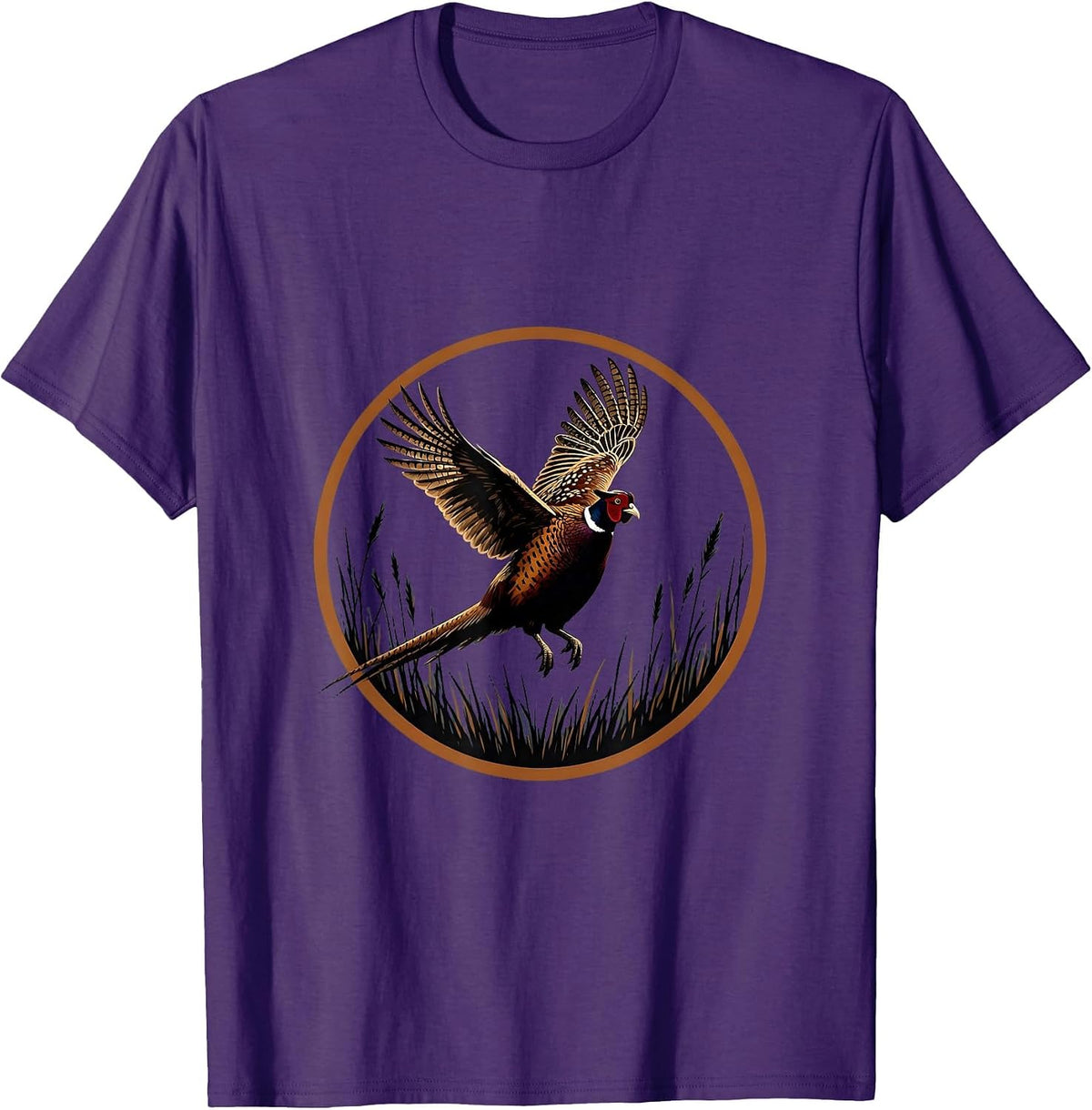 Pheasant Flush Fall Hunting Graphic T-Shirt - Purple