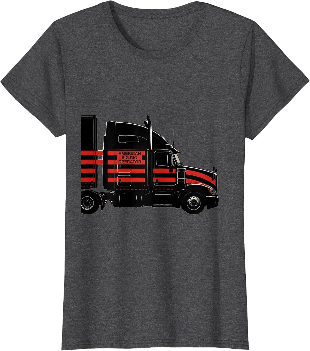 Women's American Big Rig Operator Patriotic Truck Driver T-Shirt - Dark Heather Grey