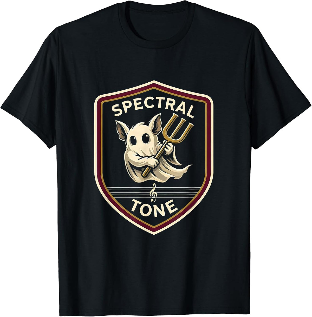 Men's Spectral Tone Whimsical Ghost Musician Music Teacher T-Shirt - Black