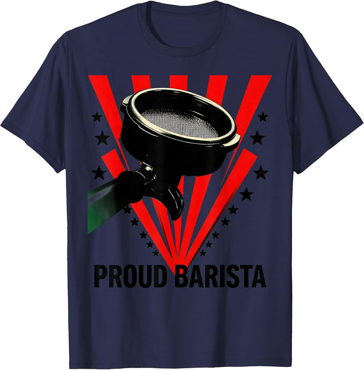 Proud Barista Constructivist Poster American Flag Patriotic T-Shirt - Navy Blue