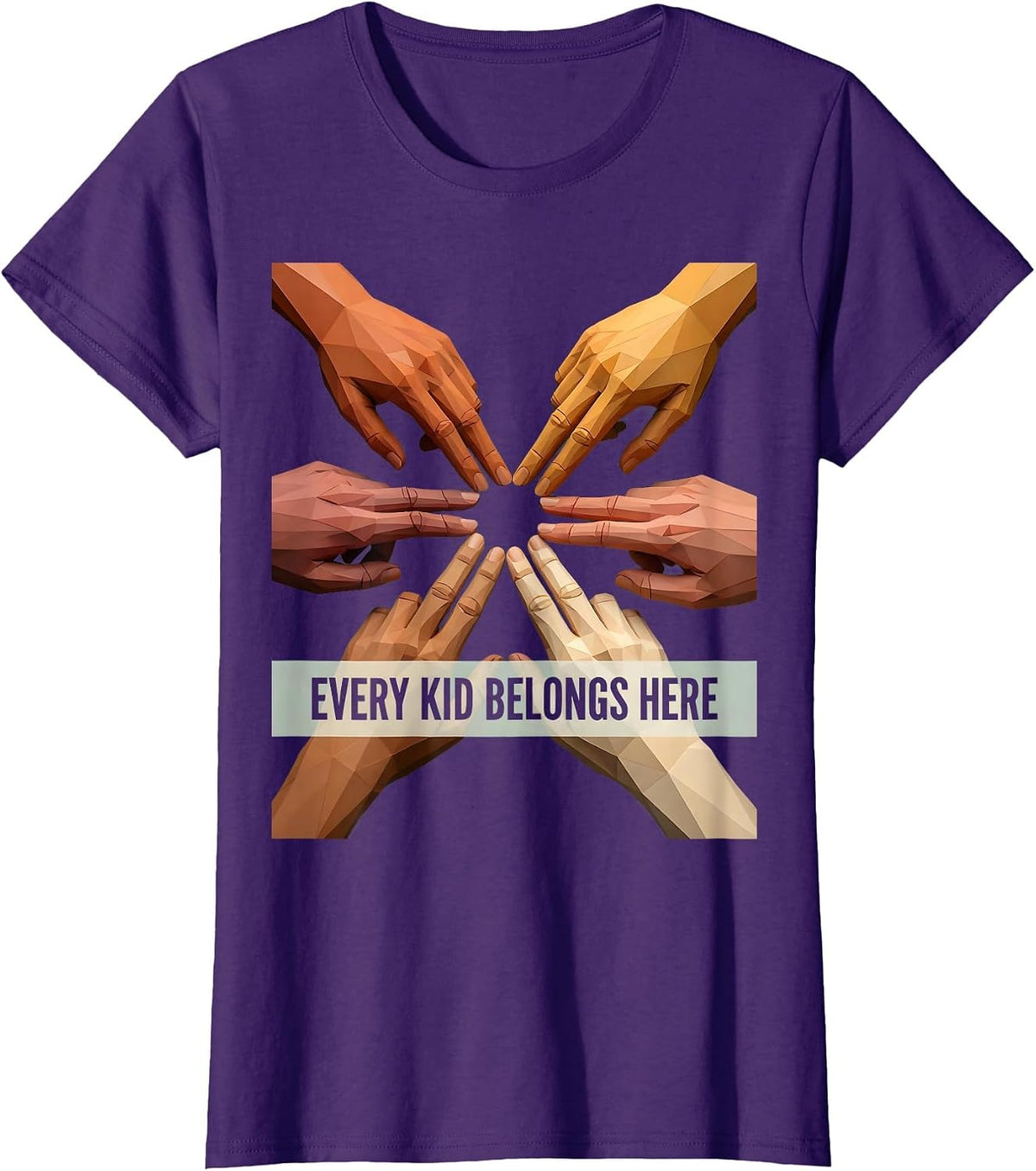 Women's Every Kid Belongs Here Special Education Design T-Shirt - Purple