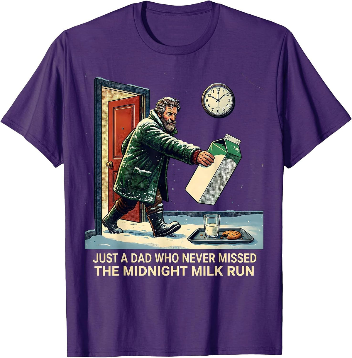 Men's Just A Dad Who Never Missed The Midnight Milk Run Funny T-Shirt - Purple