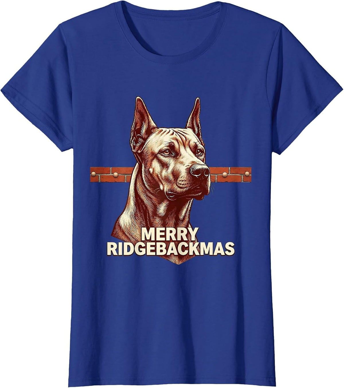 Women's Merry Ridgebackmas Funny Rhodesian Ridgeback Dog Christmas T-Shirt - Royal Blue
